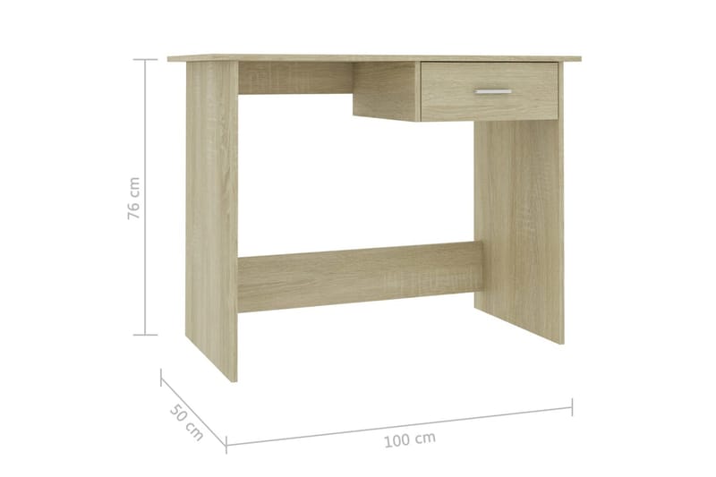 Skrivebord sonoma eik 100x50x76 cm sponplate - Brun - Skrivebord