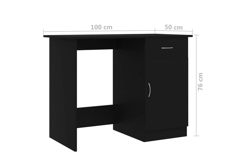 Skrivebord svart 100x50x76 cm sponplate - Svart - Møbler - Bord - Kontorbord - Skrivebord