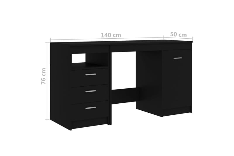 Skrivebord svart 140x50x76 cm sponplate - Skrivebord