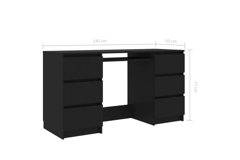 Skrivebord svart 140x50x77 cm sponplate - Svart - Skrivebord