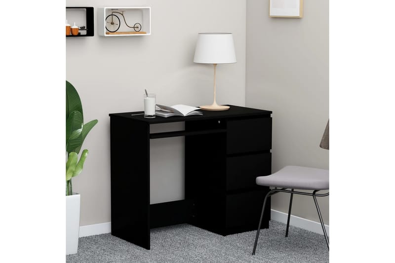 Skrivebord svart 90x45x76 cm sponplate - Svart - Møbler - Bord - Kontorbord - Skrivebord