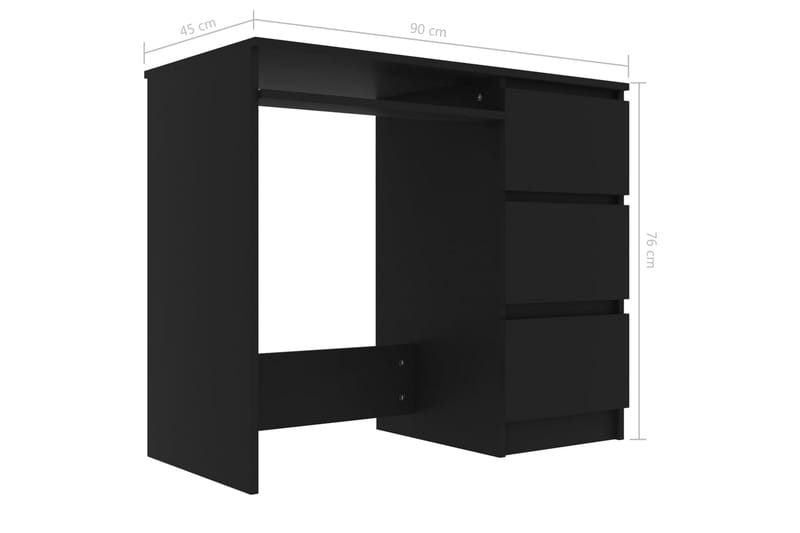 Skrivebord svart 90x45x76 cm sponplate - Svart - Møbler - Bord - Kontorbord - Skrivebord