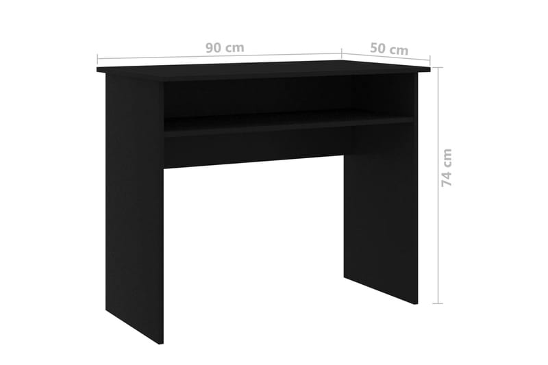 Skrivebord svart 90x50x74 cm sponplate - Svart - Skrivebord