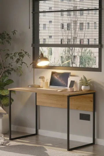 Skrivebord Skye Decor Bren (100 x 75 x 55 cm) Eik - Eik - Møbler - Bord - Kontorbord - Skrivebord