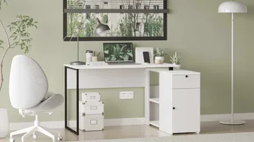 Skrivebord Skye Decor Cleo-hylle (129,8 x 70 x 90 cm) hvit - Hvit - Møbler - Bord - Kontorbord - Skrivebord
