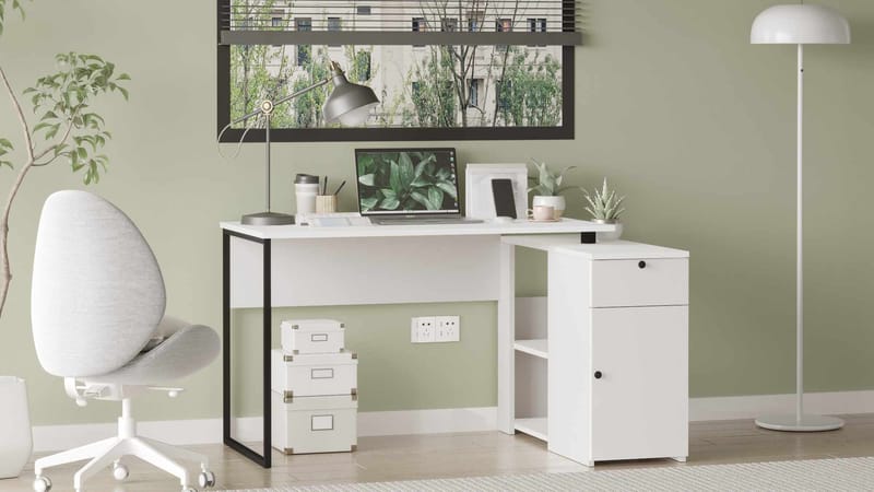 Skrivebord Skye Decor Cleo-hylle (129,8 x 70 x 90 cm) hvit - Hvit - Møbler - Bord - Kontorbord - Skrivebord