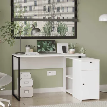 Skrivebord Skye Decor Cleo-hylle (129,8 x 70 x 90 cm) hvit - Hvit - Møbler - Bord - Kontorbord - Skrivebord