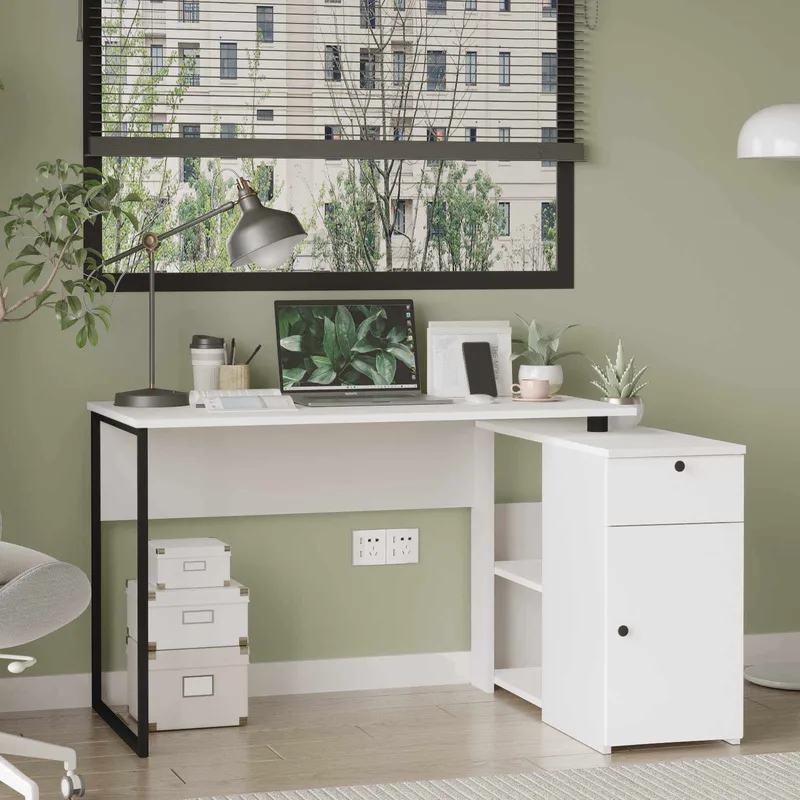 Skrivebord Skye Decor Cleo-hylle (129,8 x 70 x 90 cm) hvit - Hvit - Møbler - Bord - Kontorbord - Skrivebord