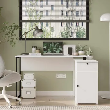 Skrivebord Skye Decor Cleo-hylle (129,8 x 70 x 90 cm) hvit - Hvit - Møbler - Bord - Kontorbord - Skrivebord