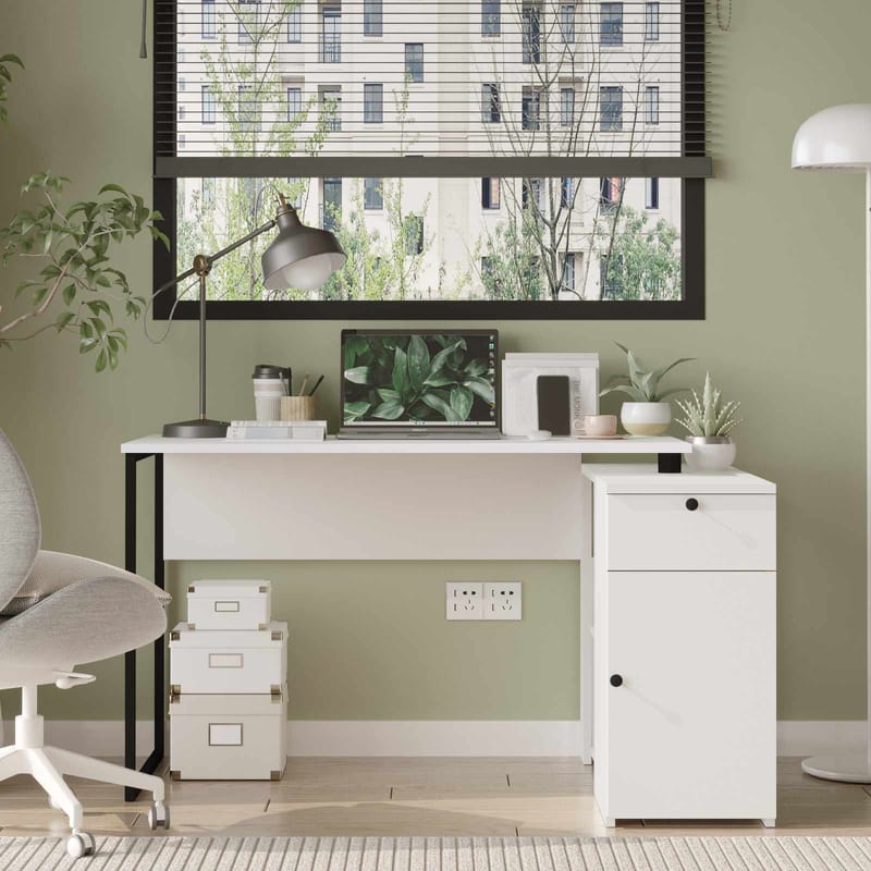 Skrivebord Skye Decor Cleo-hylle (129,8 x 70 x 90 cm) hvit - Hvit - Møbler - Bord - Kontorbord - Skrivebord