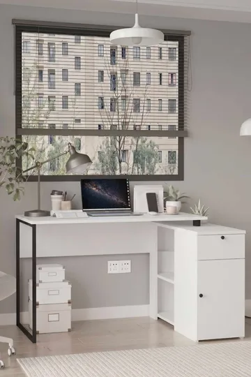 Skrivebord Skye Decor Cleo-hylle (129,8 x 70 x 90 cm) hvit - Hvit - Møbler - Bord - Kontorbord - Skrivebord