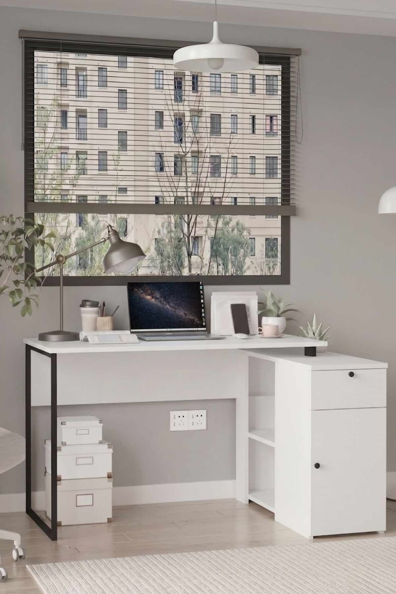 Skrivebord Skye Decor Cleo-hylle (129,8 x 70 x 90 cm) hvit - Hvit - Møbler - Bord - Kontorbord - Skrivebord