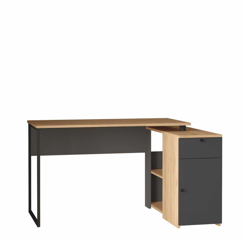 Skrivebord Skye Decor Cleo Shelf (129,8 x 70 x 90 cm) Natural Anthracite, Naturlig og antrasitt