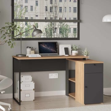 Skrivebord Skye Decor Cleo Shelf (129,8 x 70 x 90 cm) Natural Anthracite - Naturlig/Antrasitt - Møbler - Bord - Kontorbord - Skrivebord