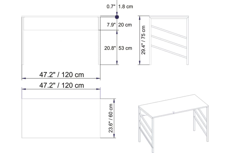 Sotinge Skrivebord 120 cm - Gull - Møbler - Bord - Kontorbord - Skrivebord
