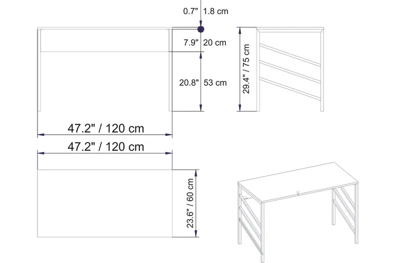 Sotinge Skrivebord 120 cm - Hvit - Møbler - Bord - Kontorbord - Skrivebord