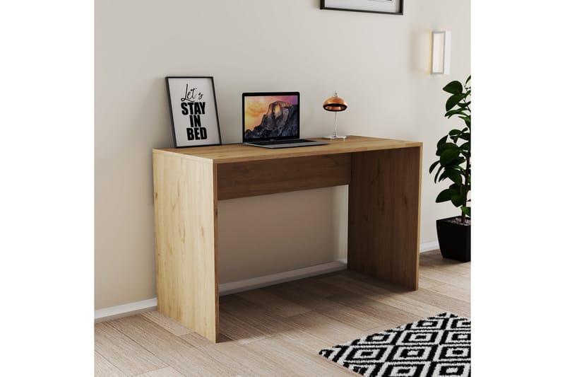 Sotinge Skrivebord 120x75x120 cm med oppbevaring - Eik - Skrivebord