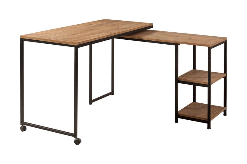Soubiran Skrivebord 127 cm med Oppbevaringshyller - Natur/Svart - Møbler - Bord - Kontorbord - Skrivebord