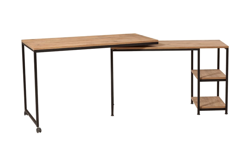 Soubiran Skrivebord 127 cm med Oppbevaringshyller - Natur/Svart - Møbler - Bord - Kontorbord - Skrivebord