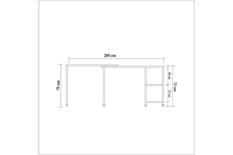 Soubiran Skrivebord 127 cm med Oppbevaringshyller - Natur/Svart - Møbler - Bord - Kontorbord - Skrivebord