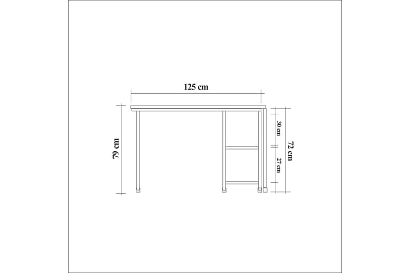 Soubiran Skrivebord 127 cm med Oppbevaringshyller - Natur/Svart - Møbler - Bord - Kontorbord - Skrivebord