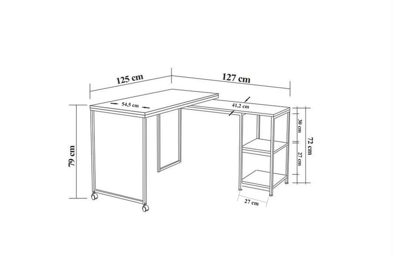 Soubiran Skrivebord 127 cm med Oppbevaringshyller - Natur/Svart - Møbler - Bord - Kontorbord - Skrivebord
