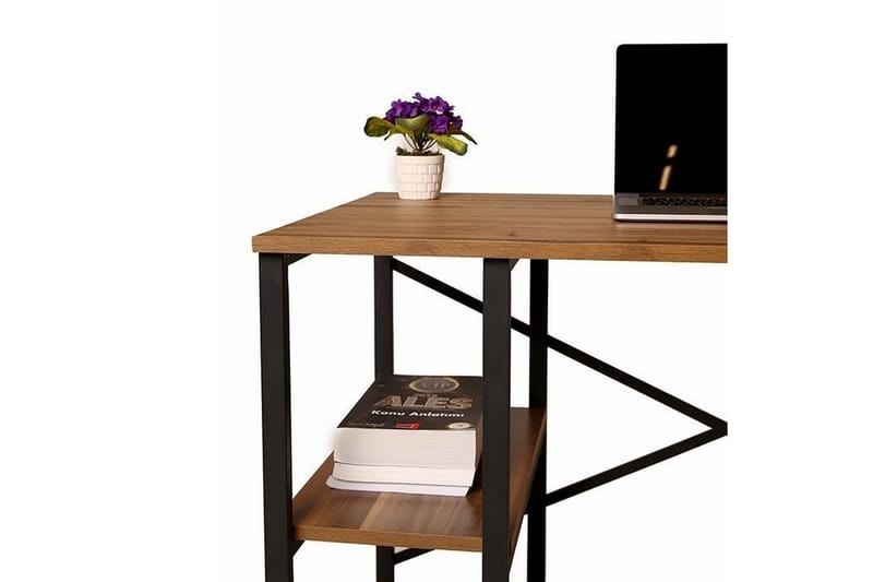Stalmani Skrivebord 120 cm med Oppbevaring Hylle - Natur/Svart - Skrivebord