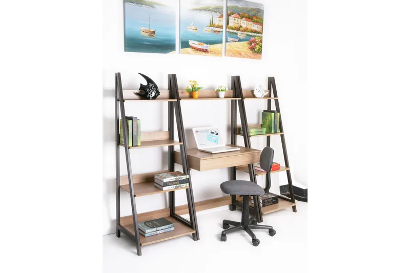 Stepan Skrivebord 74 cm med Oppbevaringshylle - Brun/Tre/Natur - Møbler - Bord - Kontorbord - Skrivebord