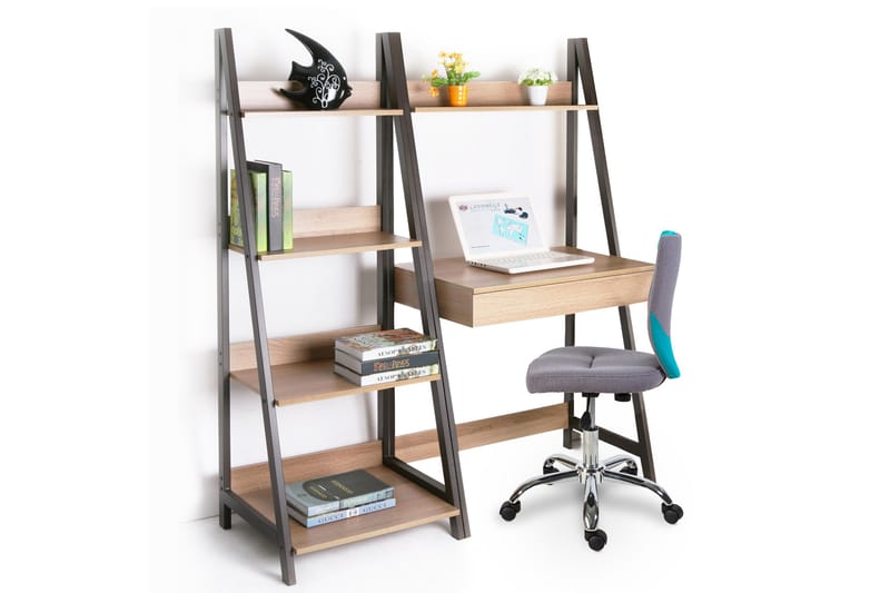 Stepan Skrivebord 74 cm med Oppbevaringshylle - Brun/Tre/Natur - Møbler - Bord - Kontorbord - Skrivebord