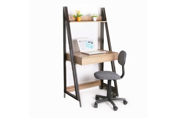 Stepan Skrivebord 74 cm med Oppbevaringshylle - Brun/Tre/Natur - Møbler - Bord - Kontorbord - Skrivebord