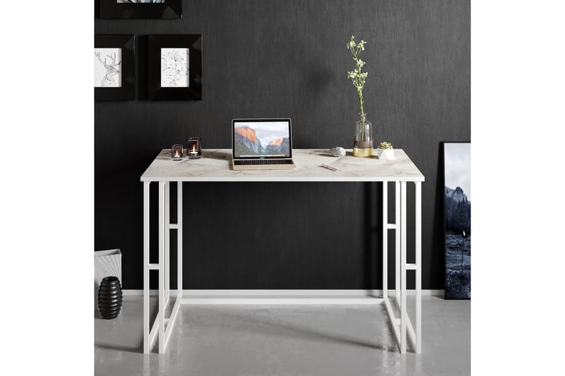 Stodene Skrivebord 120 cm Marmormønster - Hvit - Møbler - Bord - Kontorbord - Skrivebord