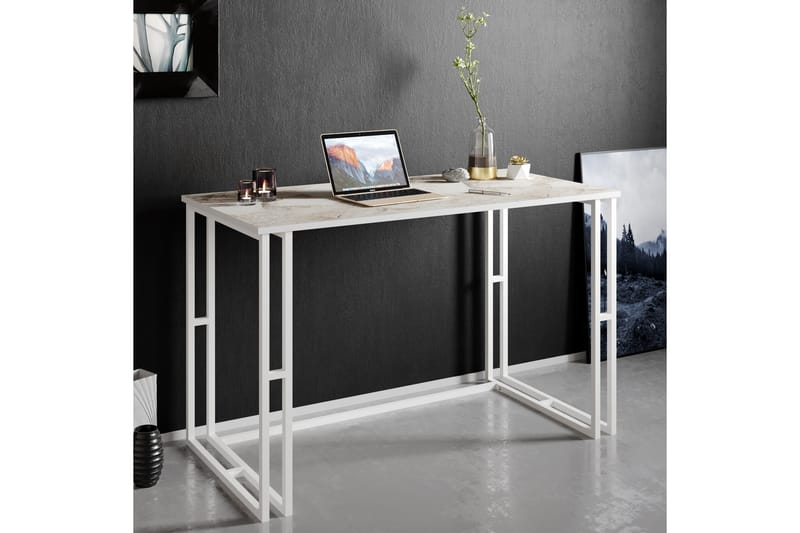 Stodene Skrivebord 120 cm Marmormønster - Hvit - Møbler - Bord - Kontorbord - Skrivebord