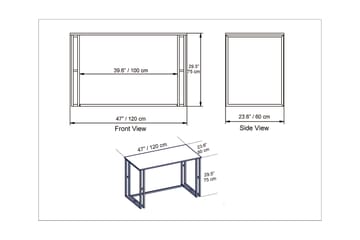 Stodene Skrivebord 120 cm Marmormønster - Hvit - Møbler - Bord - Kontorbord - Skrivebord
