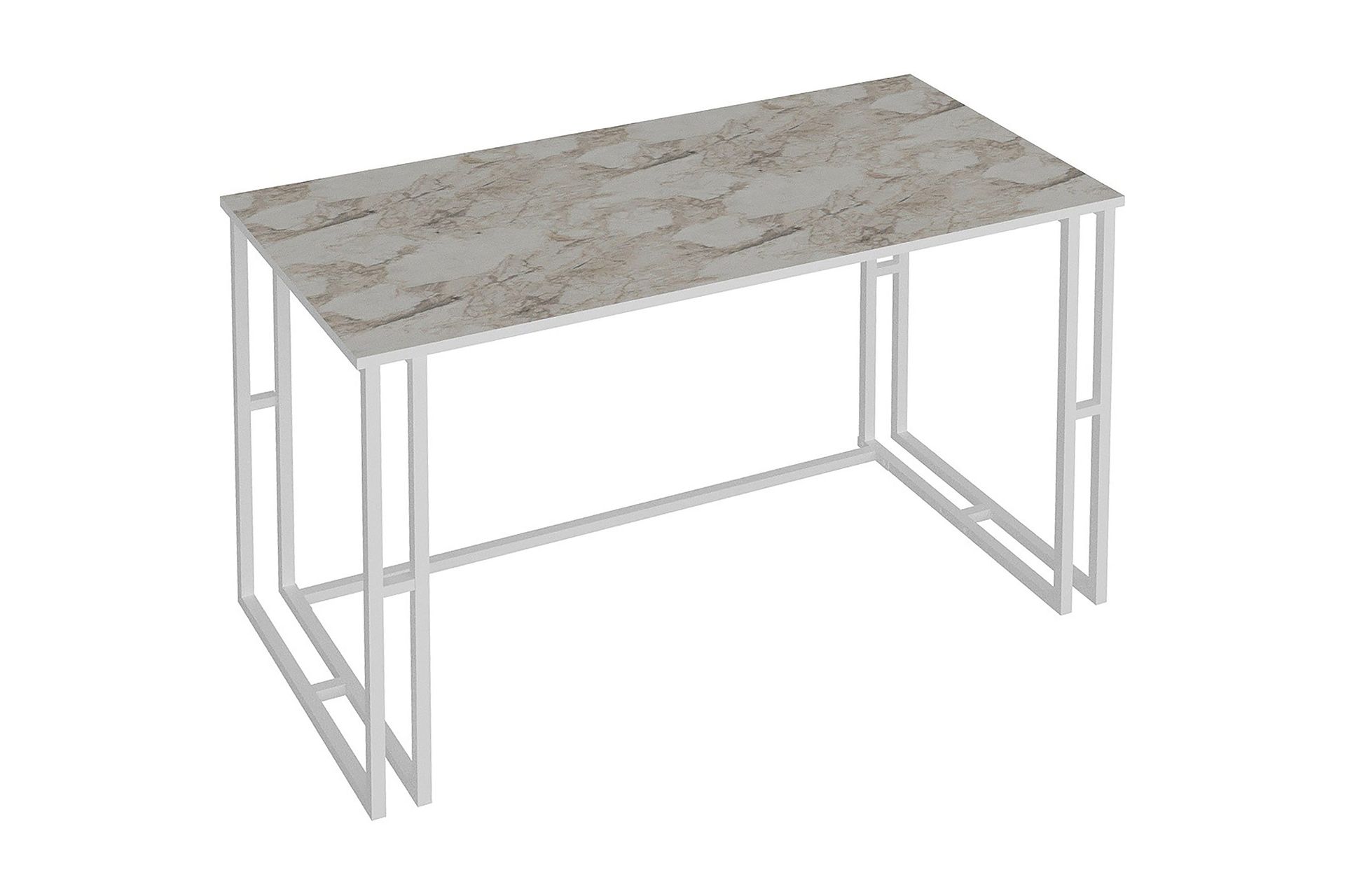 Stodene Skrivebord 120 cm Marmormønster - Hvit