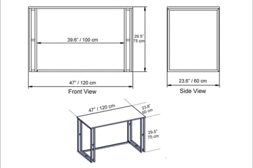 Stodene Skrivebord 120 cm Marmormønster - Svart - Møbler - Bord - Kontorbord - Skrivebord