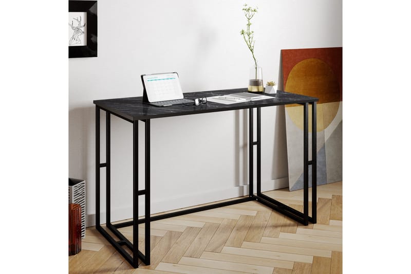 Stodene Skrivebord 120 cm Marmormønster - Svart - Møbler - Bord - Kontorbord - Skrivebord
