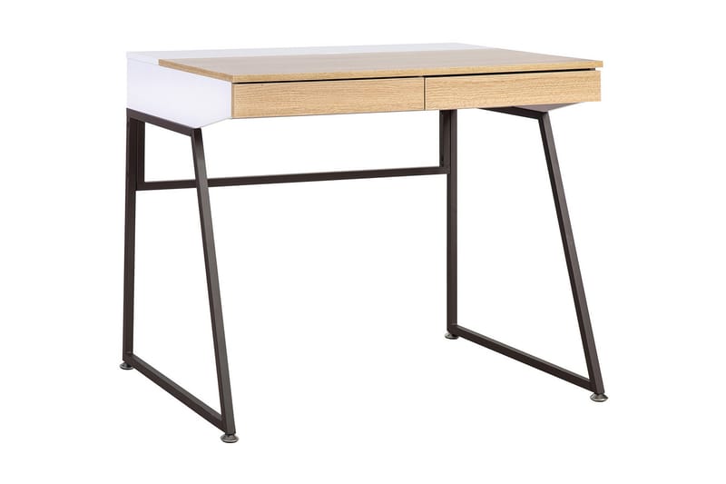 Studious Skrivebord 90 cm med Oppbevaring 2 Skuffer - Grå/Tre/Natur/Hvit - Skrivebord