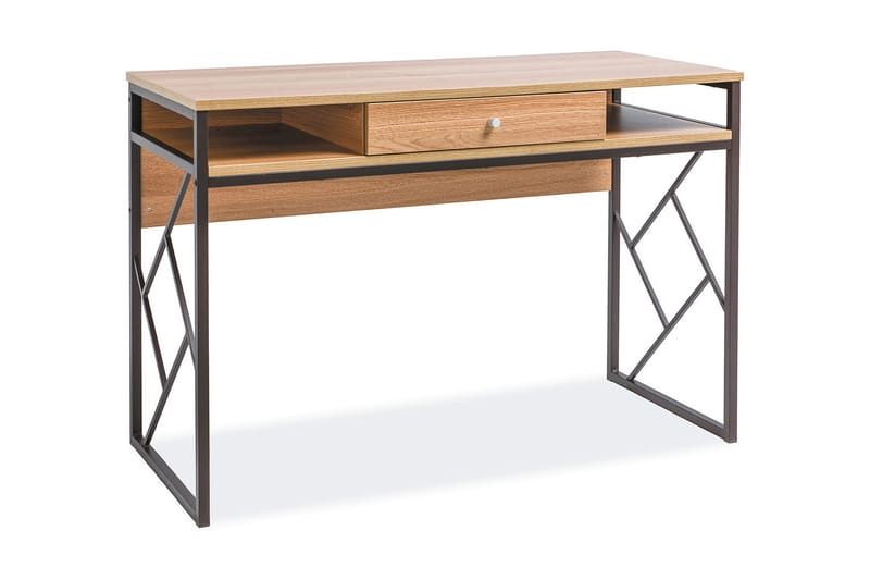 Tablonal Skrivebord 110 cm med Oppbevaring Skuff + Hyller - Natur/Svart - Skrivebord