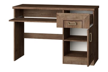Tadeusz Skrivebord 118 cm med Oppbevaring Skuffer+Hylle+Skap - Mørkebrun - Møbler - Bord - Kontorbord - Skrivebord