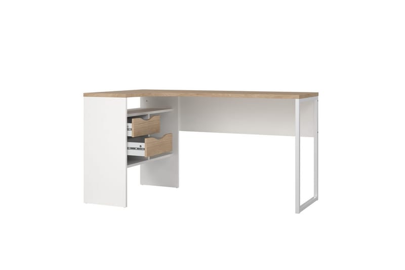 Taketo Hjørneskrivebord 145 cm - Hvit/Natur - Møbler - Bord - Kontorbord - Skrivebord - Hjørneskrivebord