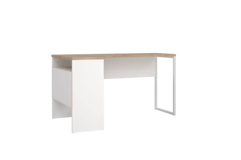 Taketo Hjørneskrivebord 145 cm - Hvit/Natur - Møbler - Bord - Kontorbord - Skrivebord - Hjørneskrivebord