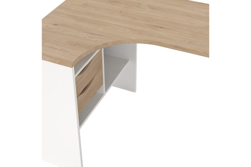 Taketo Hjørneskrivebord 145 cm - Hvit/Natur - Møbler - Bord - Kontorbord - Skrivebord - Hjørneskrivebord