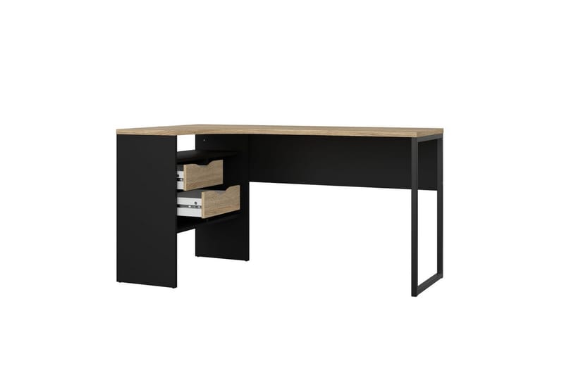 Taketo Hjørneskrivebord 145 cm - Mørk grå/Natur - Møbler - Bord - Kontorbord - Skrivebord - Hjørneskrivebord