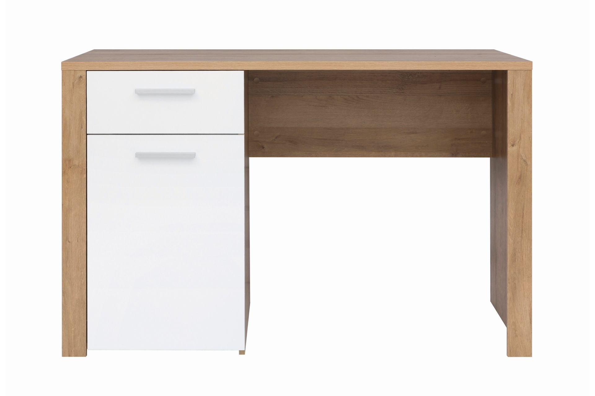 Tarka Databord 120 cm med Oppbevaring Lås + Skap - Eik/Hvit - Møbler - Bord - Kontorbord - Skrivebord
