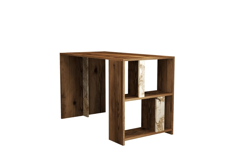 Timiza Skrivebord 120 cm med Oppbevaring Hylle Marmormønster - Brun/Hvit/Grå - Møbler - Bord - Kontorbord - Skrivebord