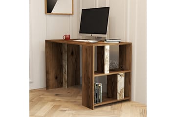 Timiza Skrivebord 120 cm med Oppbevaring Hylle Marmormønster - Brun/Hvit/Grå - Møbler - Bord - Kontorbord - Skrivebord
