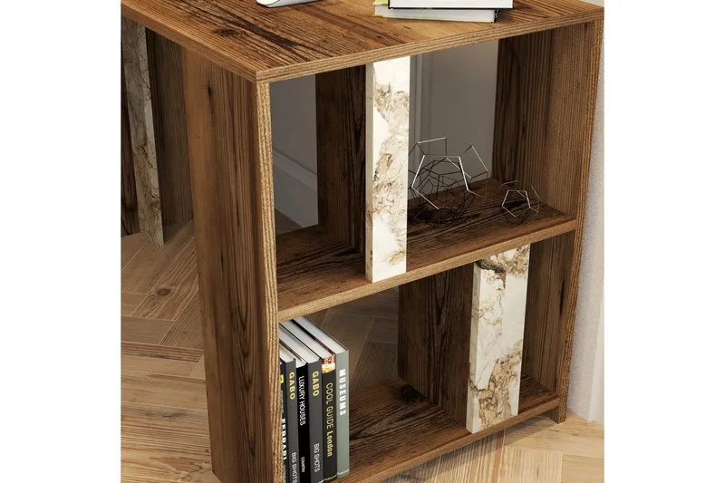 Timiza Skrivebord 120 cm med Oppbevaring Hylle Marmormønster - Brun/Hvit/Grå - Møbler - Bord - Kontorbord - Skrivebord