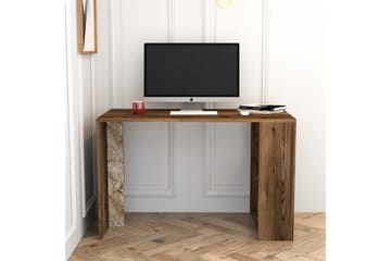 Timiza Skrivebord 120 cm med Oppbevaring Hylle Marmormønster - Brun/Hvit/Grå - Møbler - Bord - Kontorbord - Skrivebord