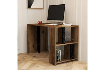 Timiza Skrivebord 120 cm med Oppbevaring Hylle - Valnøttsbrun/Svart - Møbler - Bord - Kontorbord - Skrivebord