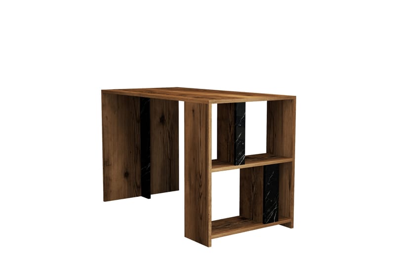 Timiza Skrivebord 120 cm med Oppbevaring Hylle - Valnøttsbrun/Svart - Møbler - Bord - Kontorbord - Skrivebord